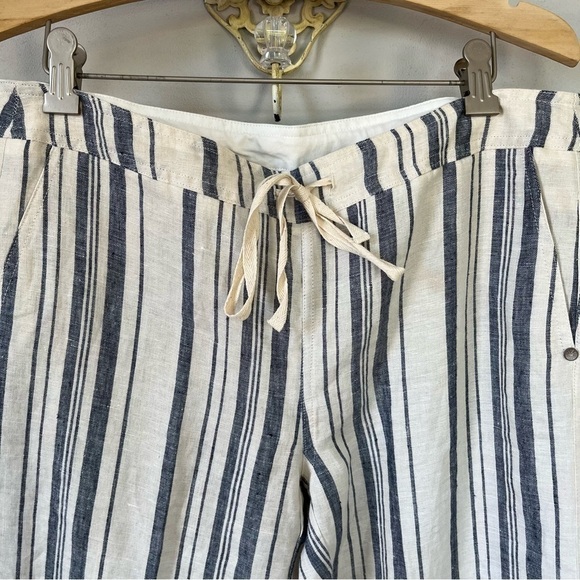 NWT Michael Stars Vertical Stripe Linen Wide Leg Pant Ivory & Chambray S 4/6 - Picture 4 of 14